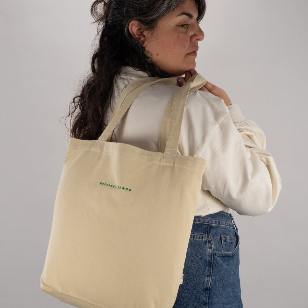 Personal Space Embroidered Tote Green