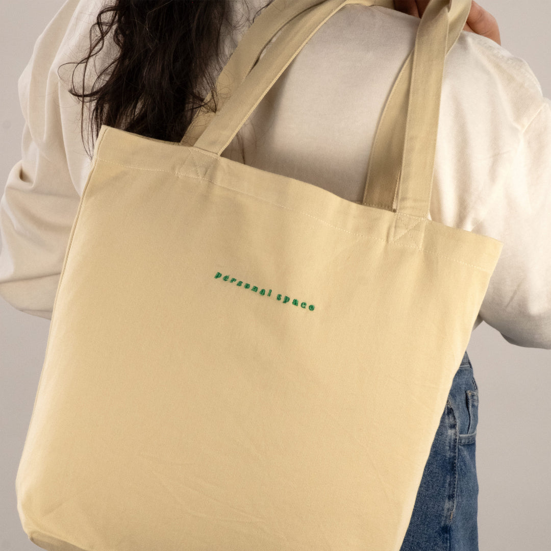 Personal Space Embroidered Tote Green